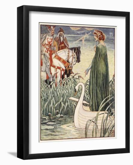 King Arthur asks the Lady of the Lake for the sword Excalibur, from 'Stories of the Knights of the-Walter Crane-Framed Giclee Print