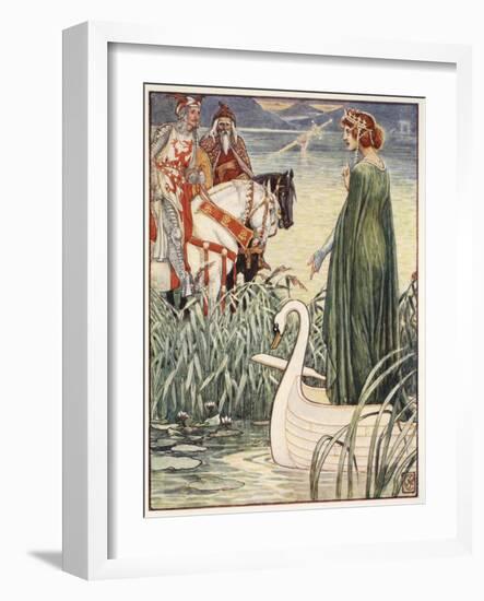 King Arthur asks the Lady of the Lake for the sword Excalibur, from 'Stories of the Knights of the-Walter Crane-Framed Giclee Print