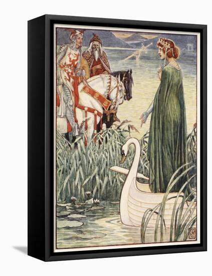 King Arthur asks the Lady of the Lake for the sword Excalibur, from 'Stories of the Knights of the-Walter Crane-Framed Stretched Canvas