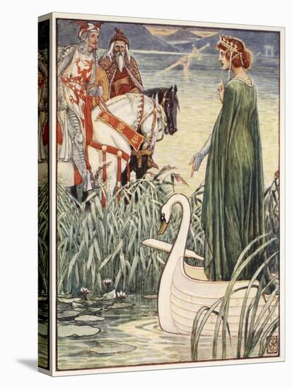 King Arthur asks the Lady of the Lake for the sword Excalibur, from 'Stories of the Knights of the-Walter Crane-Stretched Canvas