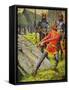 King Arthur pulls the sword from the stone-Walter Crane-Framed Stretched Canvas