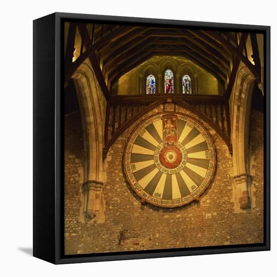 King Arthur's Round Table Mounted on Wall of Castle Hall, Winchester, England, United Kingdom-Roy Rainford-Framed Stretched Canvas