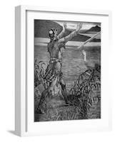 King Arthur- Sir Bedivere throwing Excalibur-Walter Crane-Framed Giclee Print