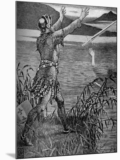 King Arthur- Sir Bedivere throwing Excalibur-Walter Crane-Mounted Giclee Print