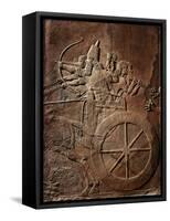 King Ashurbanipal on his Chariot, Assyrian Reliefwork, from Palace at Nineveh, 650 BC-null-Framed Stretched Canvas