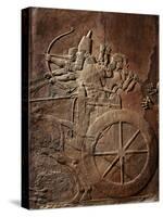 King Ashurbanipal on his Chariot, Assyrian Reliefwork, from Palace at Nineveh, 650 BC-null-Stretched Canvas