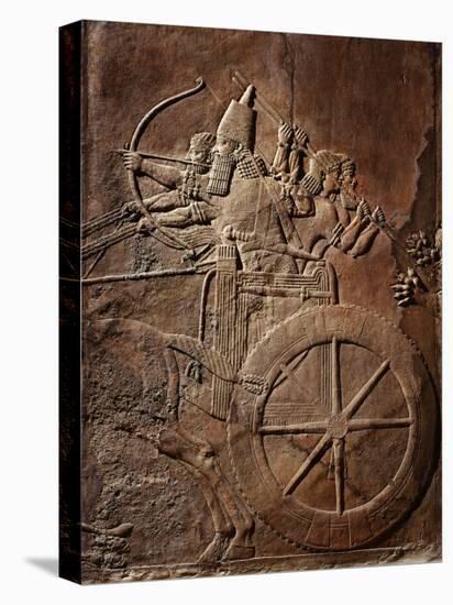 King Ashurbanipal on his Chariot, Assyrian Reliefwork, from Palace at Nineveh, 650 BC-null-Stretched Canvas