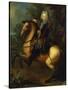 King August III, of Poland as Prince on Horse, C. 1718-Louis Silvestre-Stretched Canvas