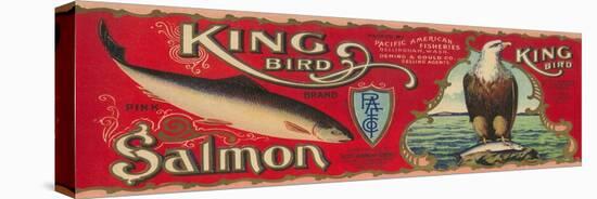King Bird Salmon Can Label - Bellingham, WA-Lantern Press-Stretched Canvas