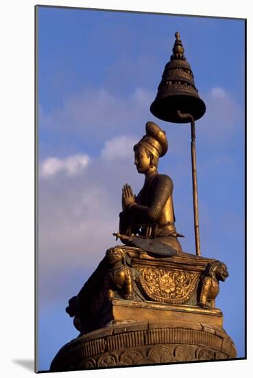 King Bupatindra Mala Statue in Bhaktapur (Or Bhadgaon), Kathmandu Valley, Nepal-null-Mounted Photographic Print