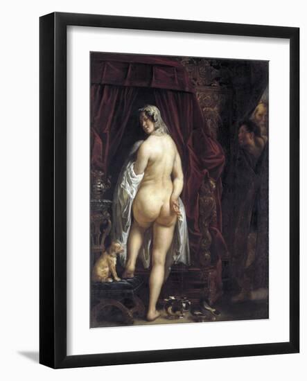 King Candaules of Lydia Showing His Wife to Gyges-Jacob Jordaens-Framed Giclee Print