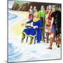 King Canute failing to hold back the waves, early 11th century (c1900)-Trelleek-Mounted Giclee Print
