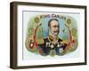 King Carlos Brand Cigar Inner Box Label, King Juan Carlos I of Spain-Lantern Press-Framed Art Print