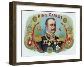 King Carlos Brand Cigar Inner Box Label, King Juan Carlos I of Spain-Lantern Press-Framed Art Print