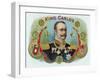 King Carlos Brand Cigar Inner Box Label, King Juan Carlos I of Spain-Lantern Press-Framed Art Print