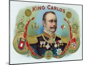 King Carlos Brand Cigar Inner Box Label, King Juan Carlos I of Spain-Lantern Press-Mounted Art Print