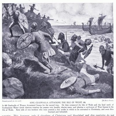 'King Ceadwalla Attacking the Isle of Wight Ad686, 1920's' Giclee Print Ernest Prater