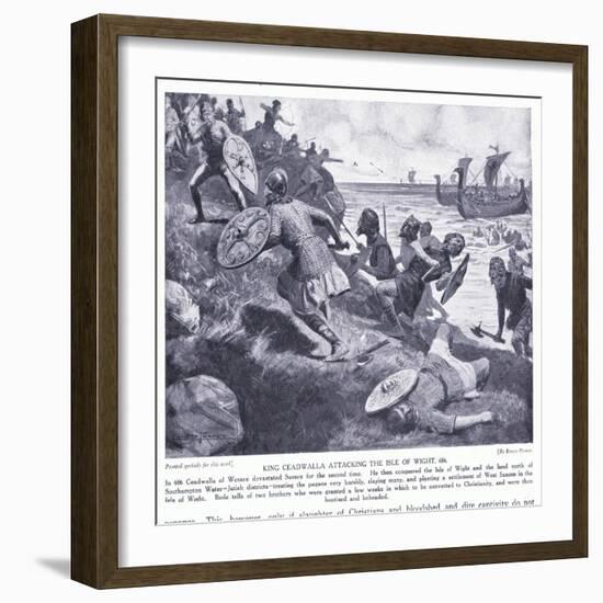 King Ceadwalla Attacking the Isle of Wight Ad686, 1920's-Ernest Prater-Framed Giclee Print