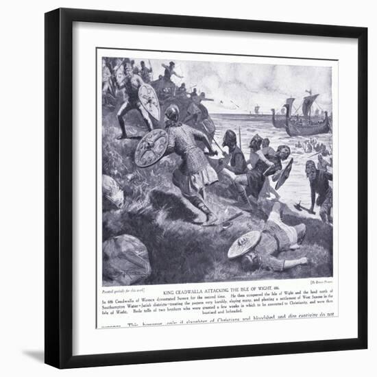 King Ceadwalla Attacking the Isle of Wight Ad686, 1920's-Ernest Prater-Framed Giclee Print