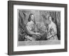 King Charles I and Queen Henrietta Maria, 1634 (1742)-George Vertue-Framed Giclee Print