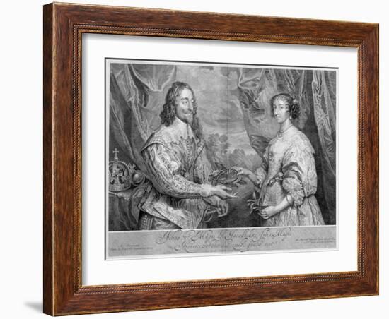 King Charles I and Queen Henrietta Maria, 1634 (1742)-George Vertue-Framed Giclee Print