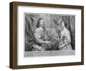 King Charles I and Queen Henrietta Maria, 1634 (1742)-George Vertue-Framed Giclee Print