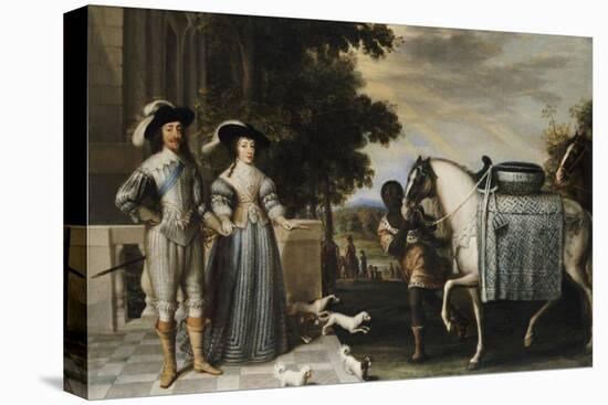 King Charles I and Queen Henrietta Maria Departing for the Chase-Daniel Mytens-Stretched Canvas