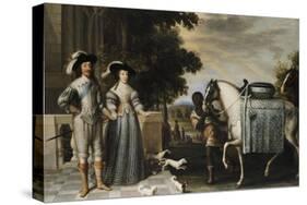 King Charles I and Queen Henrietta Maria Departing for the Chase-Daniel Mytens-Stretched Canvas