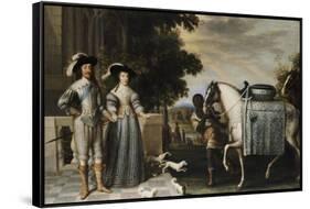 King Charles I and Queen Henrietta Maria Departing for the Chase-Daniel Mytens-Framed Stretched Canvas
