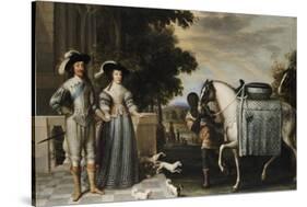 King Charles I and Queen Henrietta Maria Departing for the Chase-Daniel Mytens-Stretched Canvas