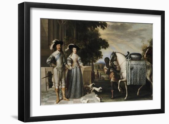 King Charles I and Queen Henrietta Maria Departing for the Chase-Daniel Mytens-Framed Giclee Print