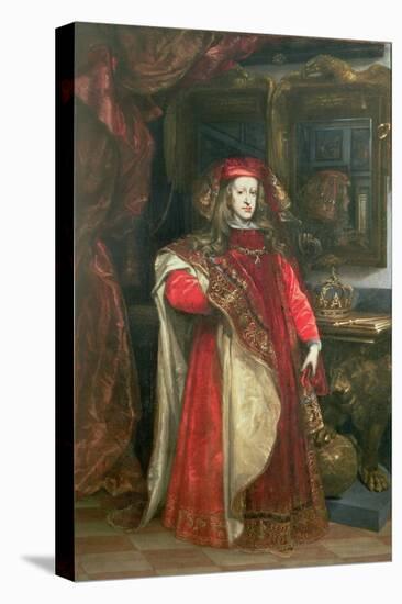 King Charles II of Spain Wearing the Robes of the Order of the Golden Fleece-Don Juan Carreño de Miranda-Stretched Canvas
