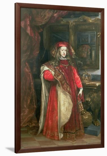 King Charles II of Spain Wearing the Robes of the Order of the Golden Fleece-Don Juan Carreño de Miranda-Framed Giclee Print