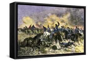 King Charles XII Leading the Swedish Army to Victory over the Russians at Narva, c.1700-null-Framed Stretched Canvas