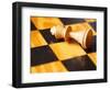 King chess piece lying on chessboard-null-Framed Photographic Print