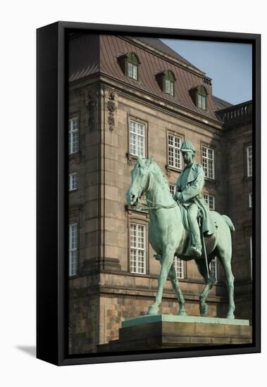 King Christian Ix Statue, Christiansborg Palace, Copenhagen, Denmark-Inger Hogstrom-Framed Stretched Canvas