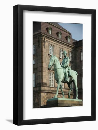 King Christian Ix Statue, Christiansborg Palace, Copenhagen, Denmark-Inger Hogstrom-Framed Photographic Print