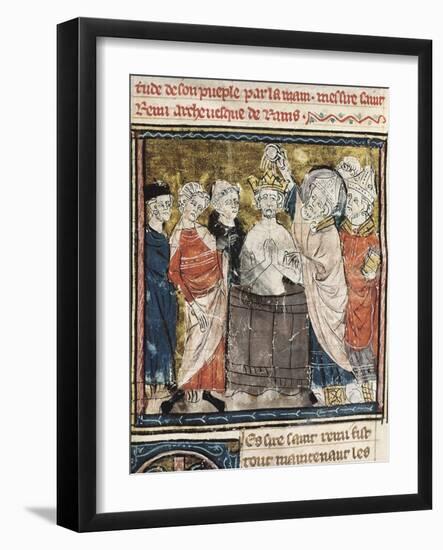 King Clovis I's Baptism by Saint Remigius, Bishop of Reims-null-Framed Art Print