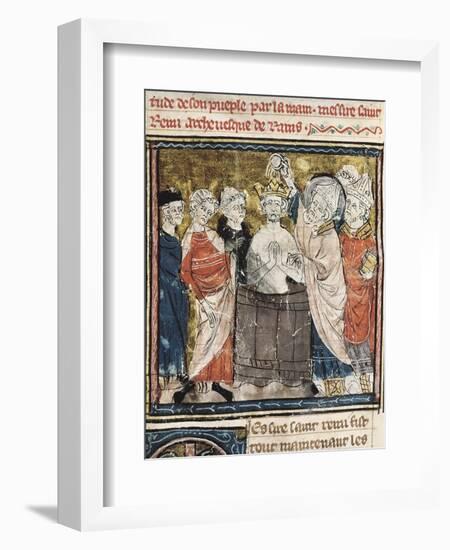 King Clovis I's Baptism by Saint Remigius, Bishop of Reims-null-Framed Art Print