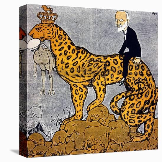 King Constantine of Greece as a Leopard Ridden by Venizelos-null-Stretched Canvas