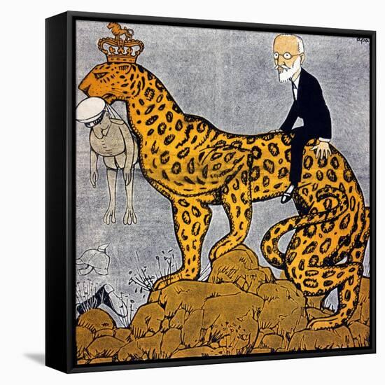 King Constantine of Greece as a Leopard Ridden by Venizelos-null-Framed Stretched Canvas