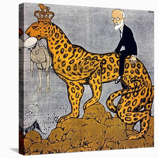 King Constantine of Greece as a Leopard Ridden by Venizelos-null-Stretched Canvas