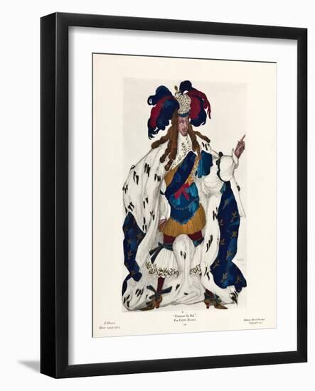 King. Costume Design for the Ballet Sleeping Beauty by P. Tchaikovsky, 1921-Léon Bakst-Framed Giclee Print