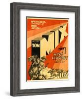 KING COWBOY, lower left, from left to right: Tony the Wonder Horse, Sally Blane, Tom Mix, 1928.-null-Framed Art Print