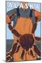 King Crab and Fisherman, Alaska-Lantern Press-Mounted Art Print