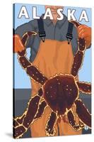 King Crab and Fisherman, Alaska-Lantern Press-Stretched Canvas