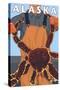 King Crab and Fisherman, Alaska-Lantern Press-Stretched Canvas