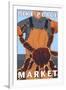 King Crab Fisherman, Pike Place Market, Seattle-Lantern Press-Framed Art Print