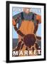 King Crab Fisherman, Pike Place Market, Seattle-Lantern Press-Framed Art Print