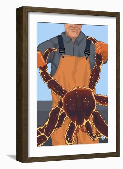 King Crab Fisherman-Lantern Press-Framed Art Print